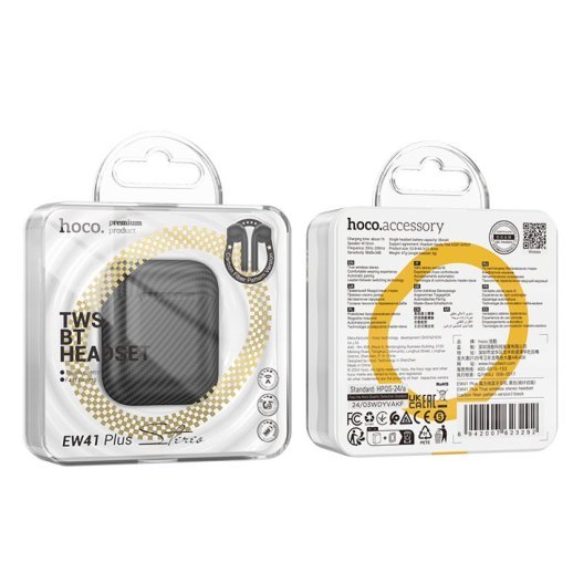 Бездротові навушники HOCO EW41 Plus, з карбоновим покриттям, чорний