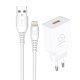 Мережевий зарядний пристрій WUW T66 2A + USB кабель Lightning
