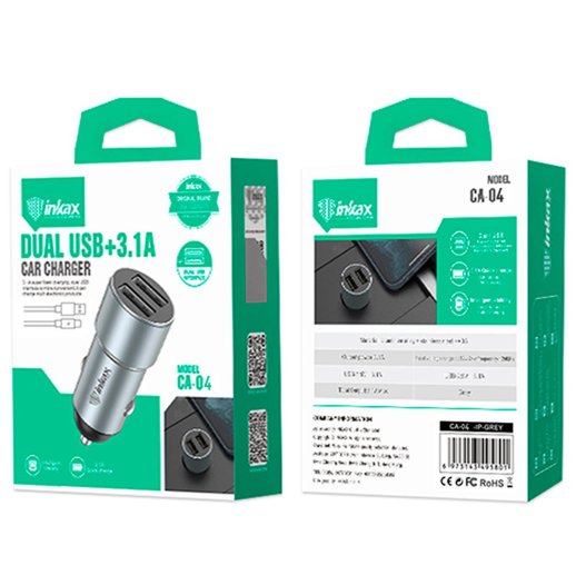 Автомобільний зарядний пристрій INKAX CA-04 3.1A | 2 USB