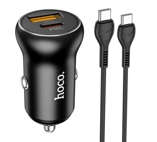 Автомобільний зарядний пристрій HOCO NZ5 TYPE-C PD 30W / USB QC3.0 + кабель Type-C-Type-C, чорний