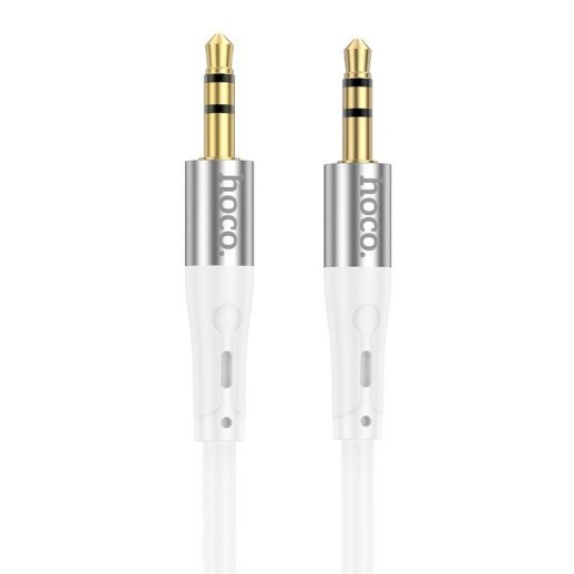 Аудіокабель HOCO UPA22 AUX Silicone 3,5 мм штекер (папа) на 3,5 мм штекер (папа), 1 метр, білий