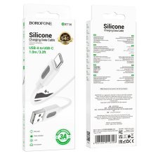USB кабель BOROFONE BX114 USB - Type-C SILICONE, 3A, 1 метр, білий