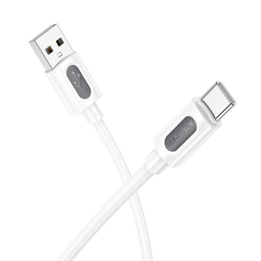 USB кабель BOROFONE BX114 USB - Type-C SILICONE, 3A, 1 метр, білий