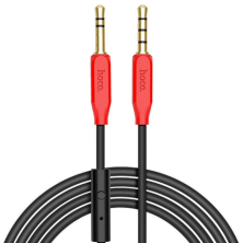 Кабель AUX HOCO UPA12 + Микрофон 3 pin (1М) (30pc) (черный)