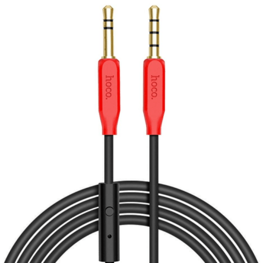Кабель AUX HOCO UPA12 + Микрофон 3 pin (1М) (30pc) (черный)