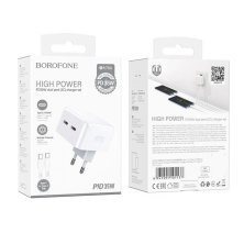 Мережевий зарядний пристрій BOROFONE BA76A PD35W USB-C 2 PORT + кабель TYPE-C - TYPE-C