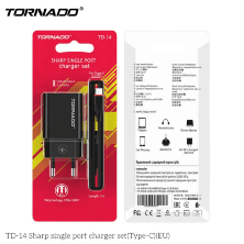 Сетевое Зарядное Устройство 2in1 TORNADO TD-14 (1USB/2.1A)  Type-C Black