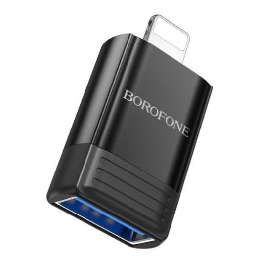 Перехідник BOROFONE BV18 OTG Lightning (папа) - USB 2.0 (мама), ЧОРНИЙ