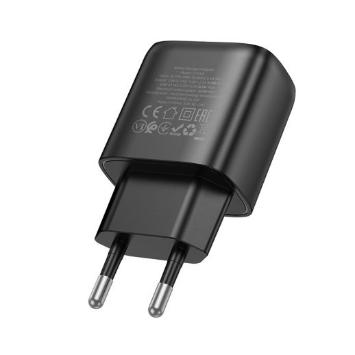 Мережевий зарядний пристрій HOCO C141A 2*USB 2.4A, чорний