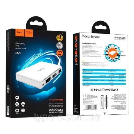 ДБЖ HOCO DB25 MINI UPS + POWERBANK для роутера 5V/9V/12V 8800mah