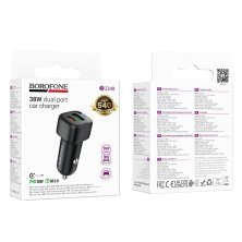 Автомобільний зарядний пристрій BOROFONE BZ34B dual port PD 20W + QC3.0, ЧОРНИЙ