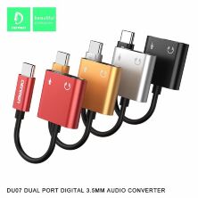 AUX ПЕРЕХІДНИК Denmen DU07 Type-C - jack 3.5 мм + ЗАРЯДКА FOR ANDROID & MAC steel