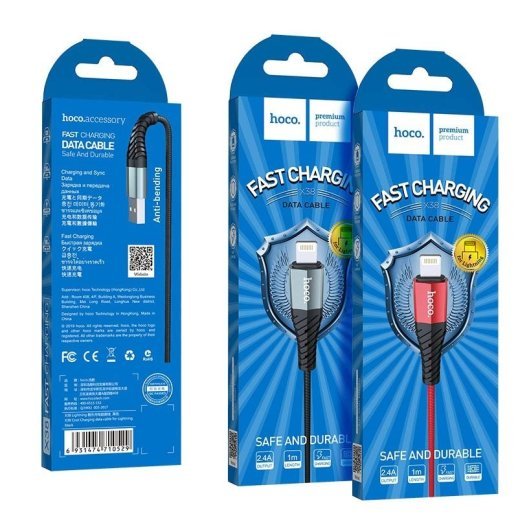 USB кабель HOCO X38 USB - Lightning 1 метр, чорний