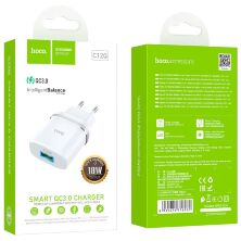 Мережевий зарядний пристрій HOCO C12Q SMART QC3.0, БІЛИЙ