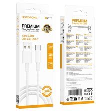 USB кабель BOROFONE BX117 USB - Type-C Source, 3A, 1 метр, білий