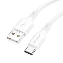 USB кабель BOROFONE BX80 3A charging data USB - Type-C 1 метр, бiлий