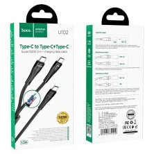 USB-C кабель HOCO U102 2в1 Type-C на 2 Type-C 1.5M чорний