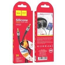 Аудіокабель HOCO UPA22 AUX Silicone 3,5 мм штекер (папа) на 3,5 мм штекер (папа), 1 метр, чорний