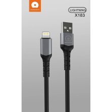 Кабель USB WUW X183 USB - Lightning 3A Тканина/метал чорний