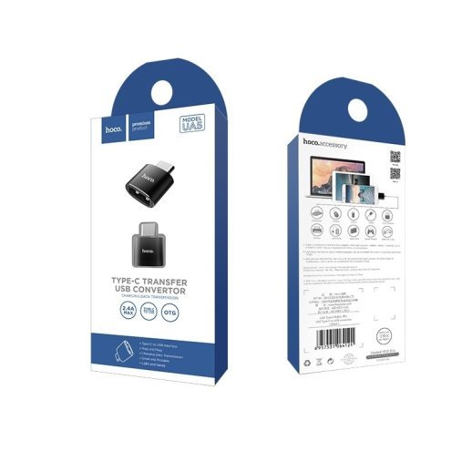Конвертор HOCO UA5 OTG 3.0A Type-C (папа) - USB (мама), чорний