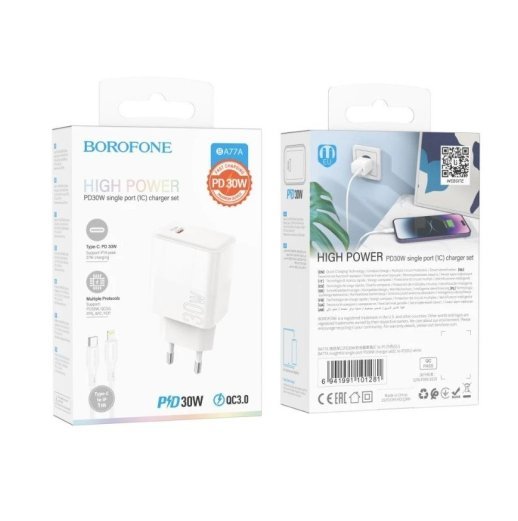 Мережевий зарядний пристрій BOROFONE BA77A Insightful PD30W USB-C + кабель TYPE-C - LIGHTNING