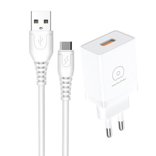 Мережевий зарядний пристрій WUW T66 2A + USB кабель Type-C