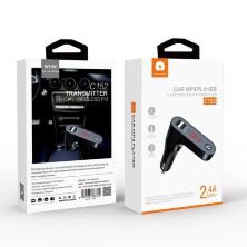 FM модулятор WUW C152 2 USB 2.4A Bluetooth з гучним зв'язком ЧОРНИЙ