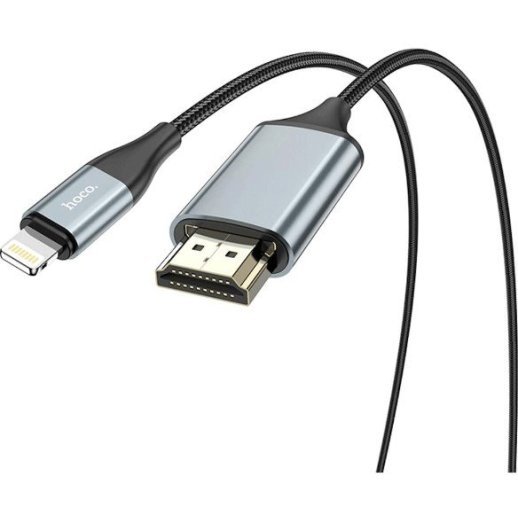 Кабель HOCO UA15 Lightning (штекер) на HDMI (штекер), 2M, СIРИЙ