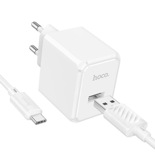 СЗУ HOCO CS11A (1USB) + USB - Type-C (28pc) (белый)