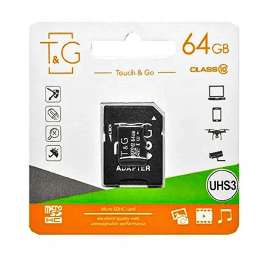 Карта пам'яті T&G MicroSDHC (UHS-3) 64gb 10 Class & Adapter  глюк