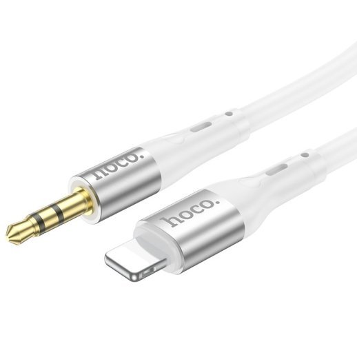 Аудіокабель HOCO UPA22 Silicone 3,5 мм штекер (папа) на Lightning штекер (папа), 1 метр, білий