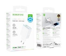 Мережевий зарядний пристрій Borofone BA89A PD30W+QC3.0 (1USB/1Type-C) (белый)