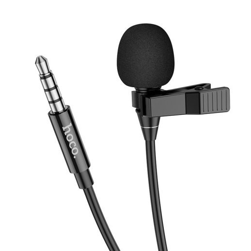 Дротовий петличний мікрофон HOCO L14 mini jack 3.5мм, 2 метри, чорний
