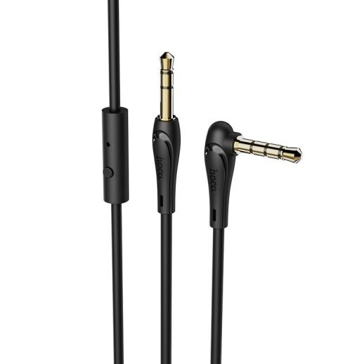 Кабель AUX HOCO UPA15 + Микрофон 2 pin (1М) (30pc) (черный)