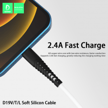 Кабель USB Denmen D19L SILICONE USB - Lightning (2.4A) 1 метр