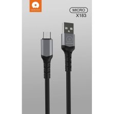 Кабель USB WUW X183 USB - micro USB 3A Тканина/метал чорний