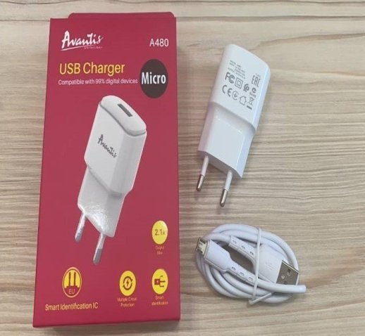 Мережевий Зарядний Пристрій Avantis A480 1USB Micro 2.1A Black