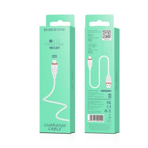 USB кабель BOROFONE BX17 USB - Lightning білий