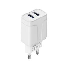 Мережевий зарядний пристрій BOROFONE BA37A 2.4A 12W 2 USB, білий