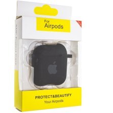 Чохол для Apple AirPods 2 з карабіном NEW (з лого яблуко) з'єднаний