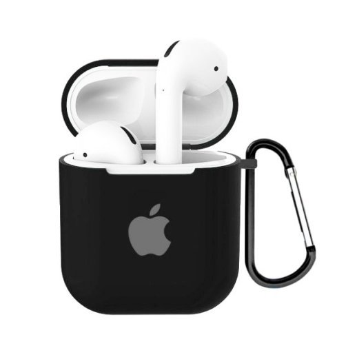 Чохол для Apple AirPods 2 з карабіном NEW (з лого яблуко) з'єднаний
