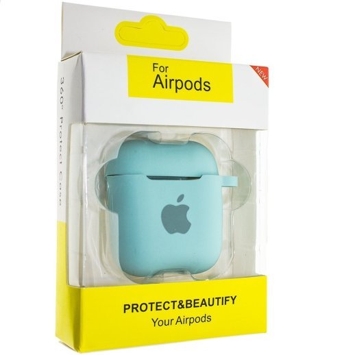 Чохол для Apple AirPods 2 з карабіном NEW (з лого яблуко) з'єднаний