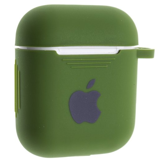 Чохол для Apple AirPods 2 з карабіном NEW (з лого яблуко) з'єднаний