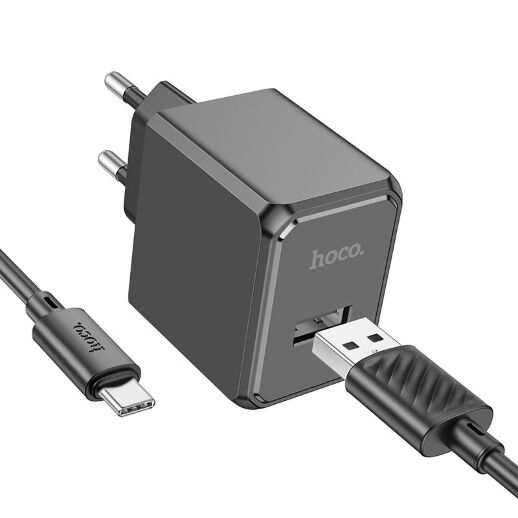СЗУ HOCO CS11A (1USB) + USB - Type-C (28pc) (черный)