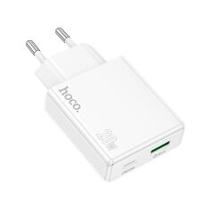 Мережевий зарядний пристрій HOCO C142A TYPE-C PD 20W + USB QC3.0, БІЛИЙ