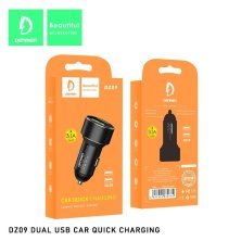 Автомобільний зарядний пристрій DENMEN DZ09 LED LCD 3.1A 2USB PORT ЗОЛОТИЙ