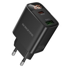 Мережевий зарядний пристрій BOROFONE BA96A TYPE-C PD 20W + USB QC3.0, чорний
