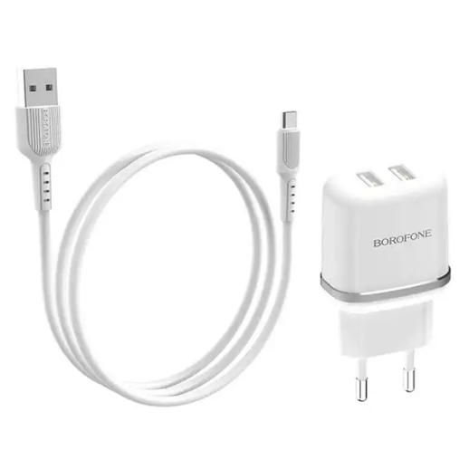 Мережевий Зарядний Пристрій Borofone BA25A 2USB Type-C White