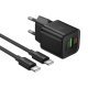 Зарядний пристрій HOCO N65 Ingenious, PD20W + QC3.0, два порти (USB-C + USB-A), комплект з кабелем Type-C to Type-C, EU-вилка, чорний