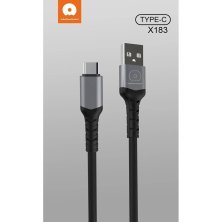 Кабель USB WUW X183 USB - Type-C 3A Тканина/метал чорний